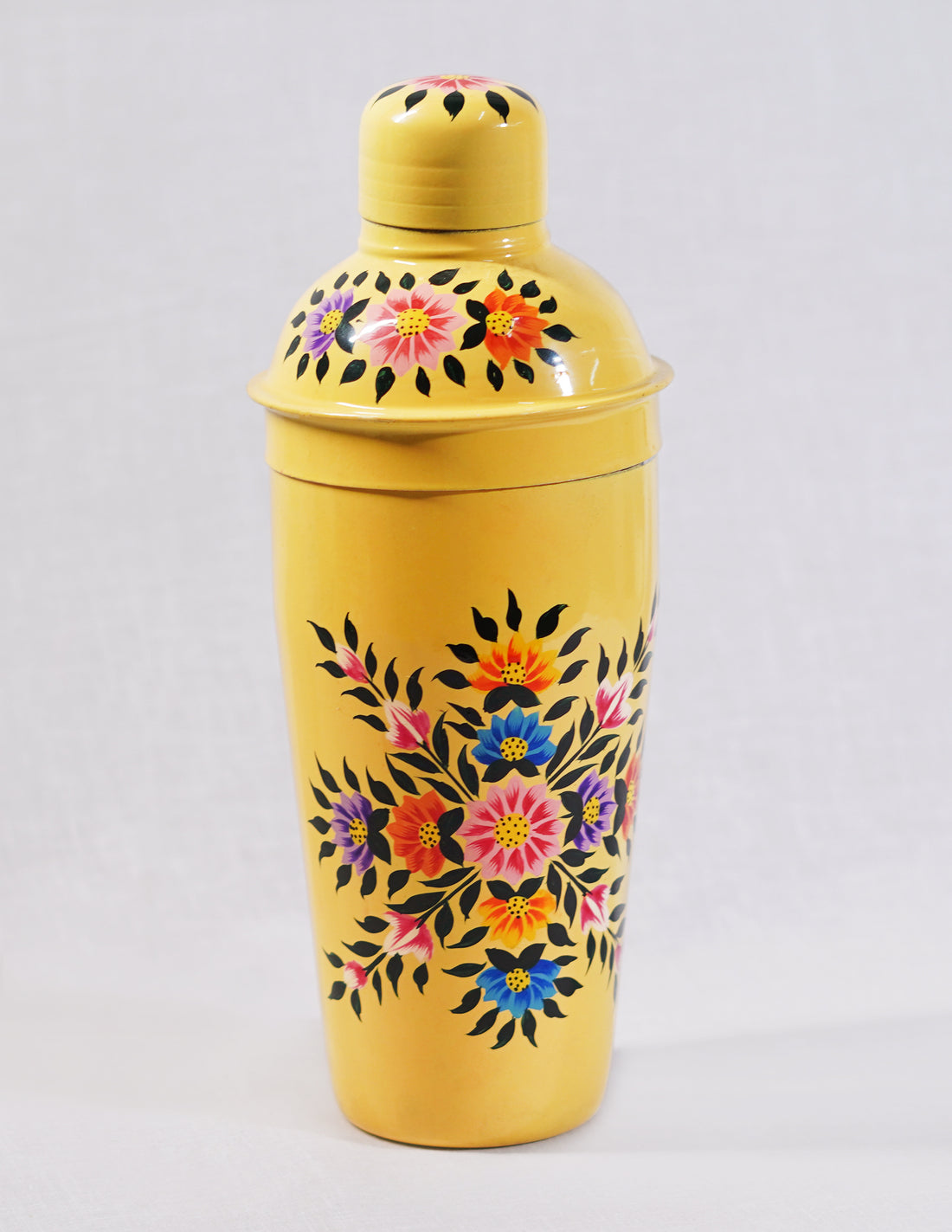 Papier-Mâché Cocktail Shaker — Hand-Painted Design | Ø 8.5 cm × 24 cm (H)