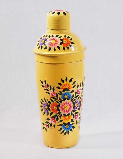 Handmade Kashmir Papier-Mâché Cocktail Shaker — Hand-Painted Design | Ø 8.5 cm × 24 cm (H)