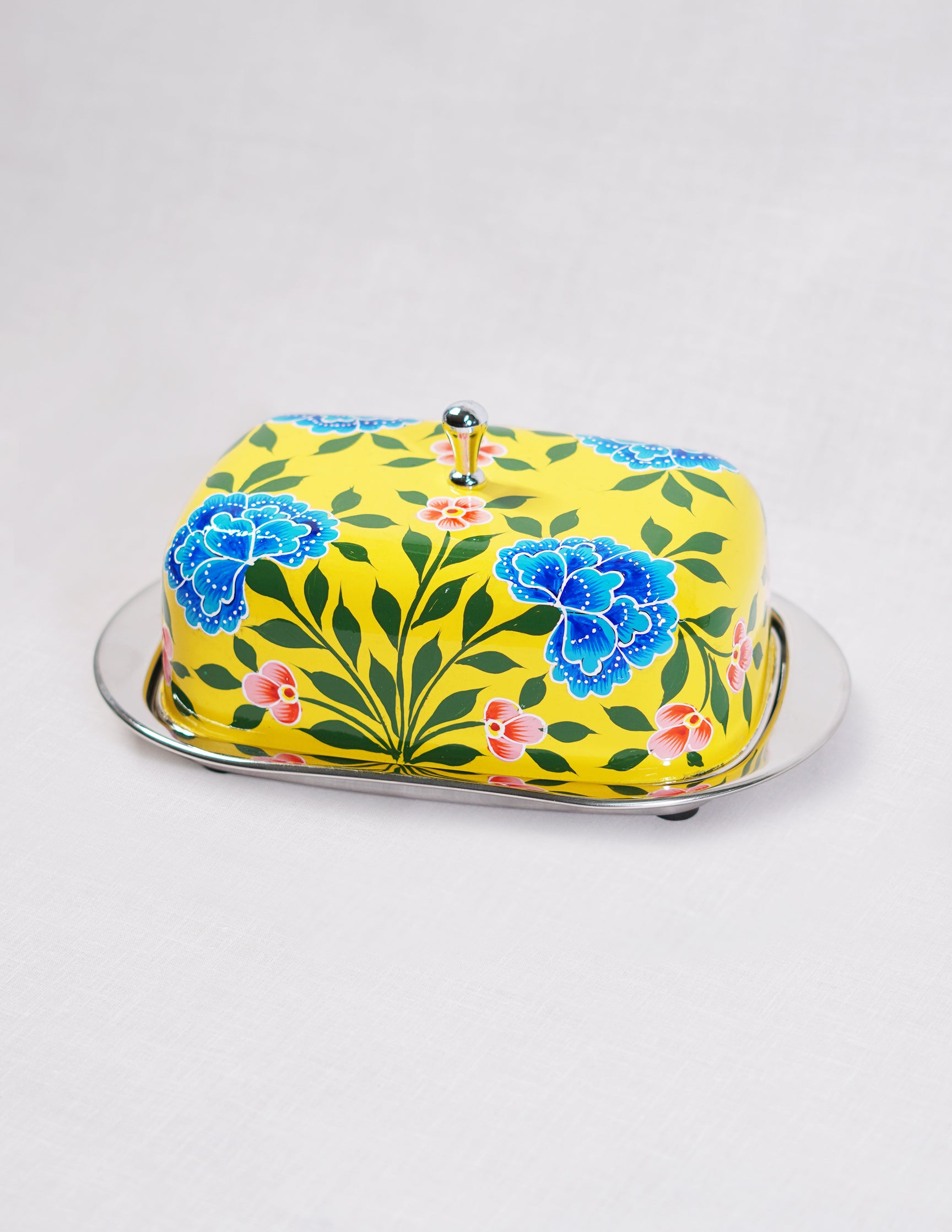 Handmade Kashmir Papier-Mâché Butter Box — Hand-Painted Design | 13 cm (L) × 21.5 cm (B) × 10 cm (H)