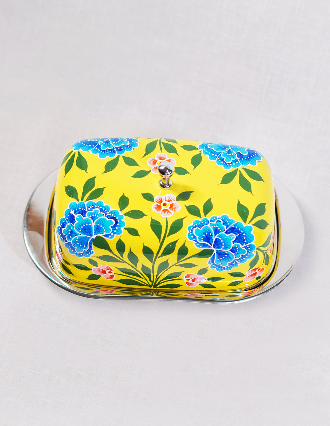Papier-Mâché Butter Box — Hand-Painted Design | 13 cm (L) × 21.5 cm (B) × 10 cm (H)