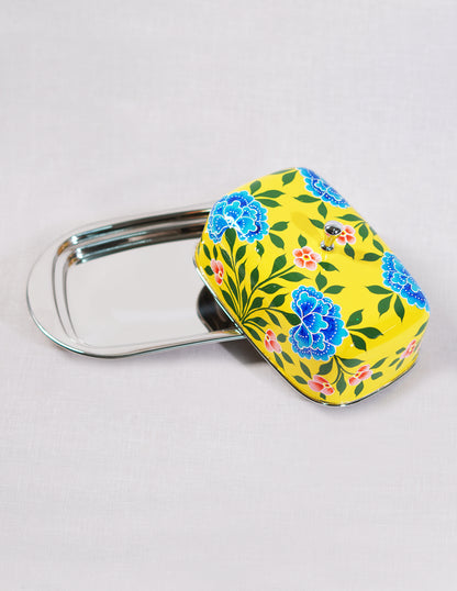 Handmade Kashmir Papier-Mâché Butter Box — Hand-Painted Design | 13 cm (L) × 21.5 cm (B) × 10 cm (H)