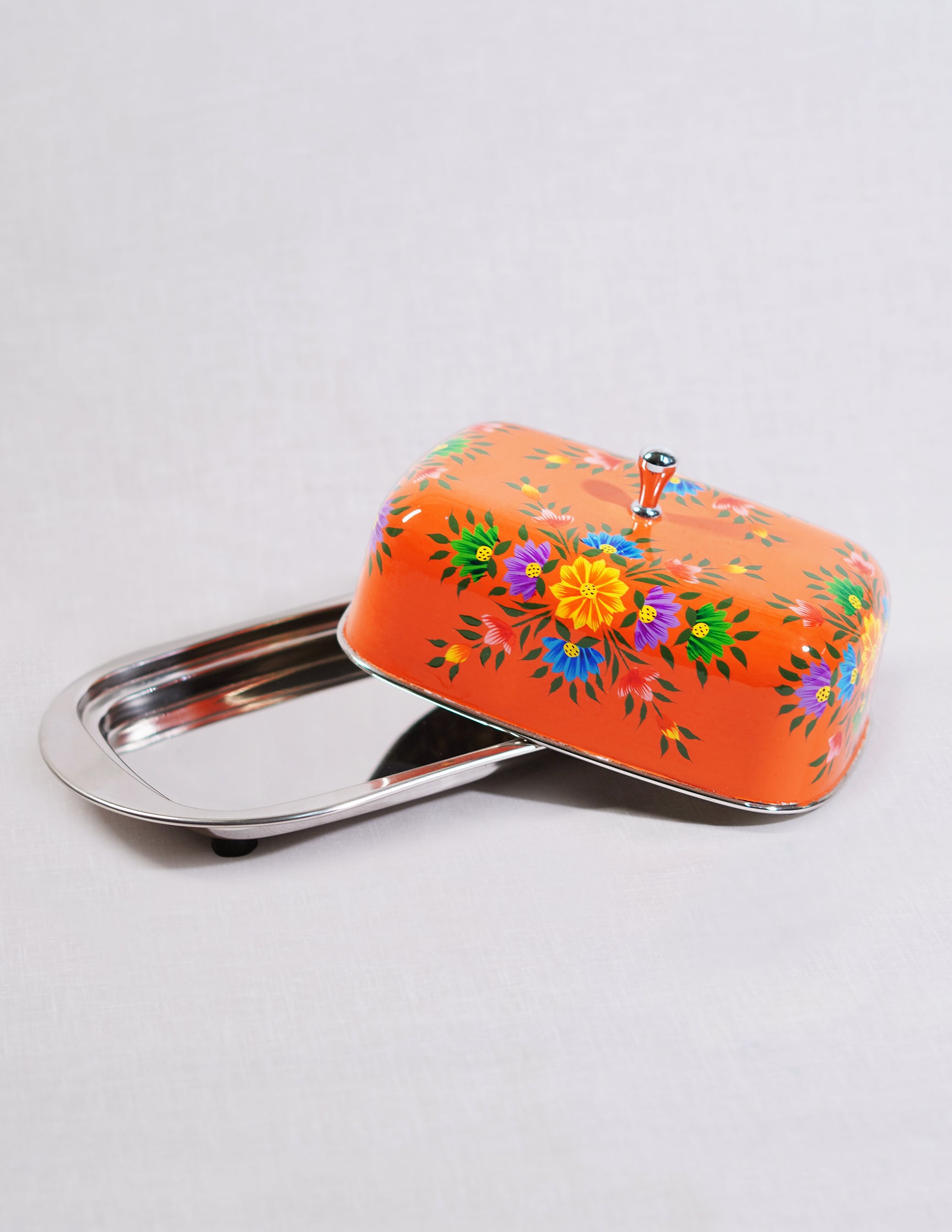 Handmade Kashmir Papier-Mâché Butter Box — Hand-Painted Design | 13 cm (L) × 21.5 cm (B) × 10 cm (H)
