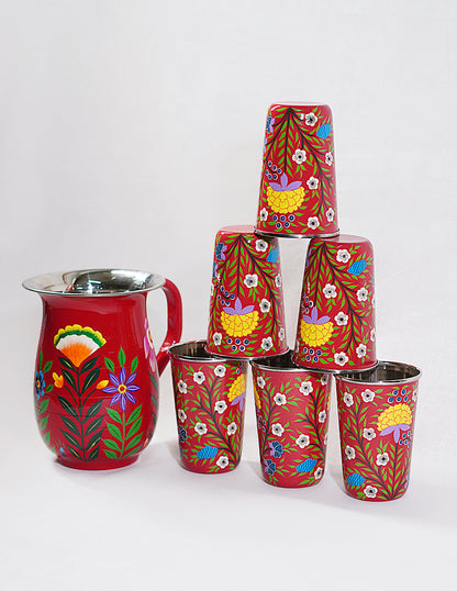 Handmade Kashmir Papier-Mâché Jug — Hand-Painted Design | Ø 14 cm × 18 cm (H)