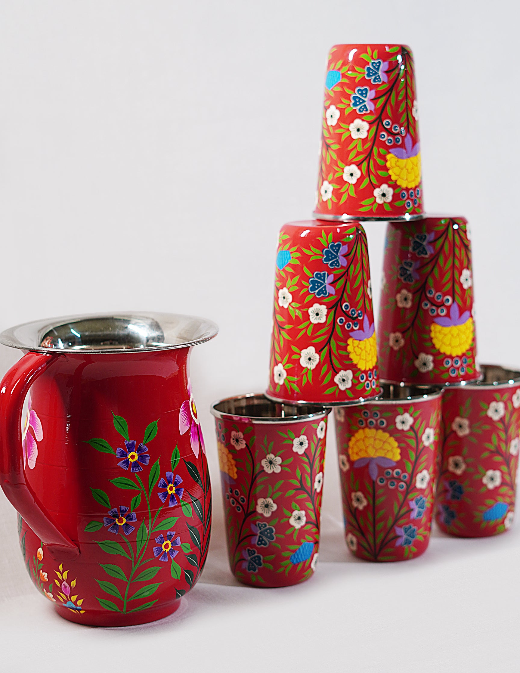 Handmade Kashmir Papier-Mâché Jug — Hand-Painted Design | Ø 14 cm × 18 cm (H)