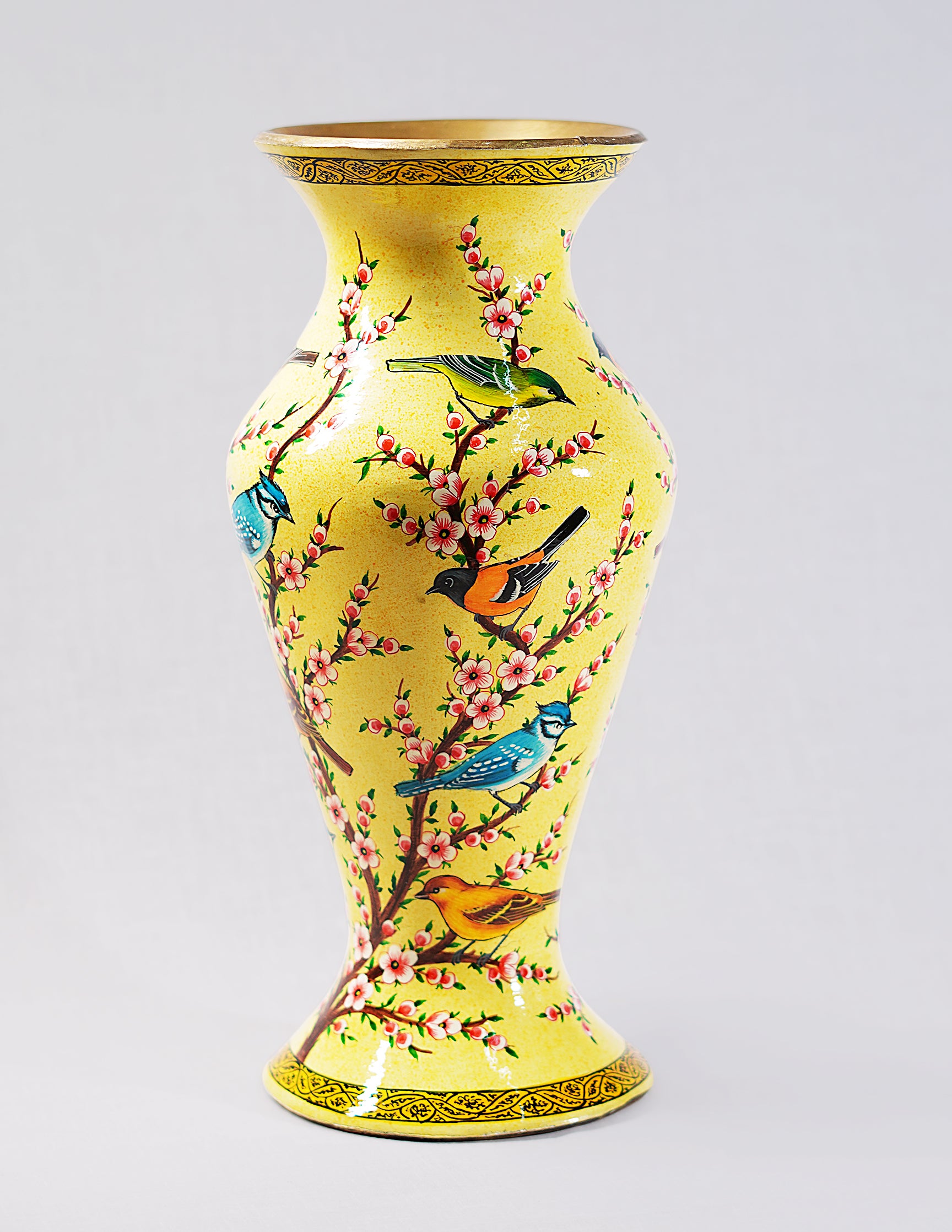 Handmade Kashmir Papier-Mâché Flower Vase — Hand-Painted Design | Ø 11.5 cm × 29 cm (H)