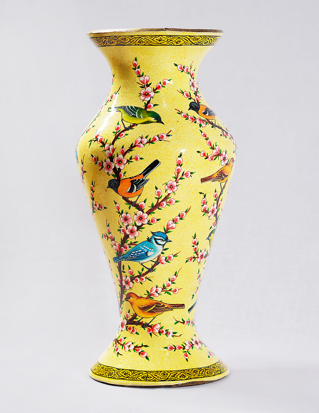 Papier-Mâché Flower Vase — Hand-Painted Design | Ø 11.5 cm × 29 cm (H)