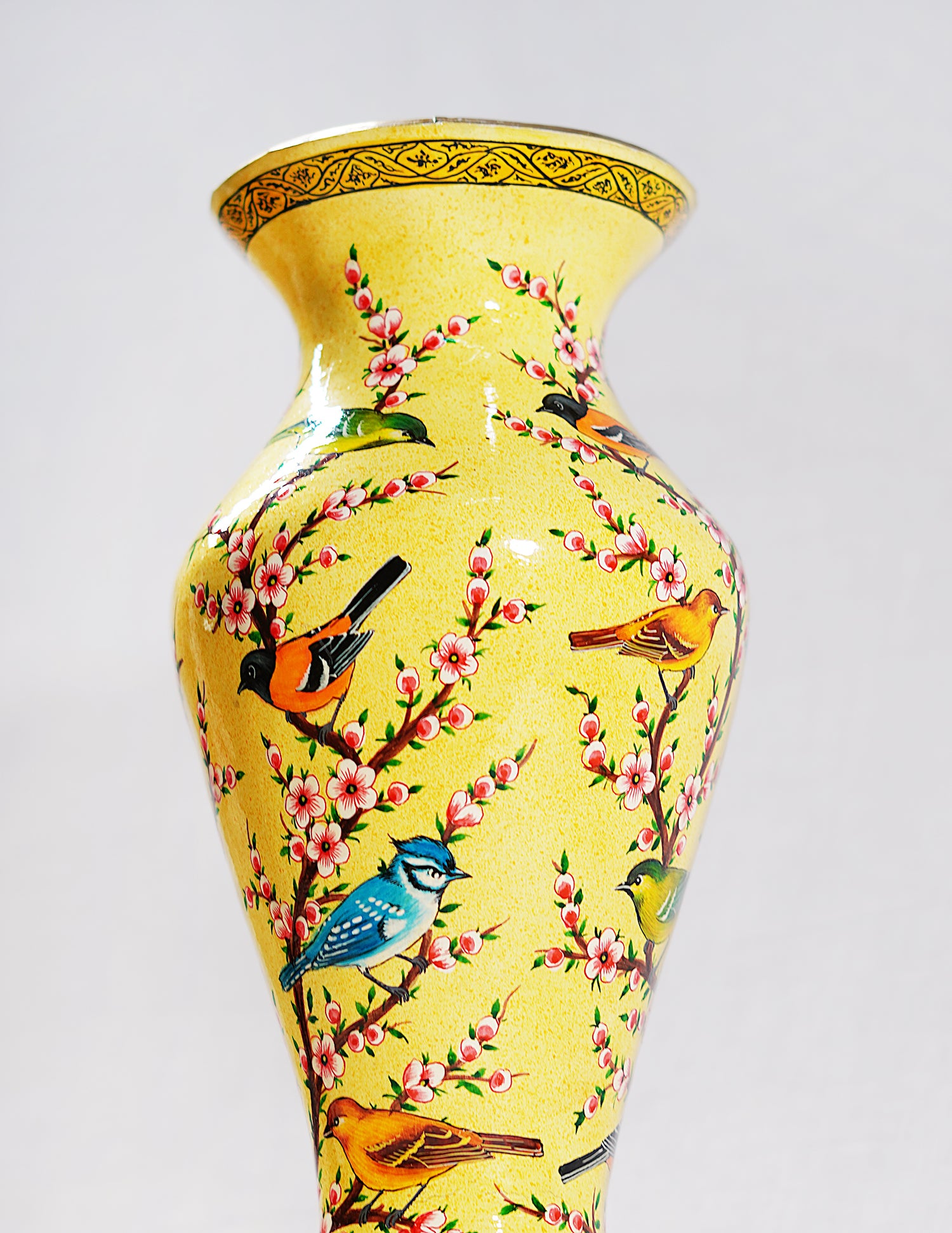 Handmade Kashmir Papier-Mâché Flower Vase — Hand-Painted Design | Ø 11.5 cm × 29 cm (H)