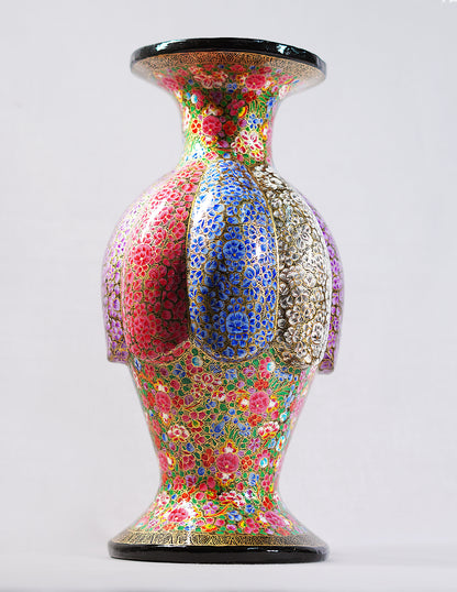 Handmade Kashmir Papier-Mâché Flower Vase — Hand-Painted Design | Ø 15 cm × 38 cm (H)