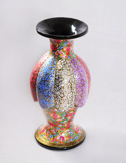 Handmade Kashmir Papier-Mâché Flower Vase — Hand-Painted Design | Ø 15 cm × 38 cm (H)