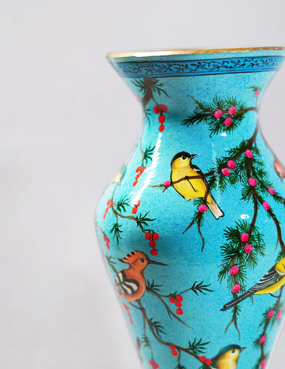 Handmade Kashmir Papier-Mâché Flower Vase — Hand-Painted Design | Ø 11.5 cm × 29 cm (H)