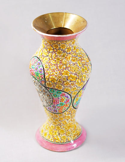 Handmade Kashmir Papier-Mâché Flower Vase — Hand-Painted Design | Ø 11.5 cm × 29 cm (H)