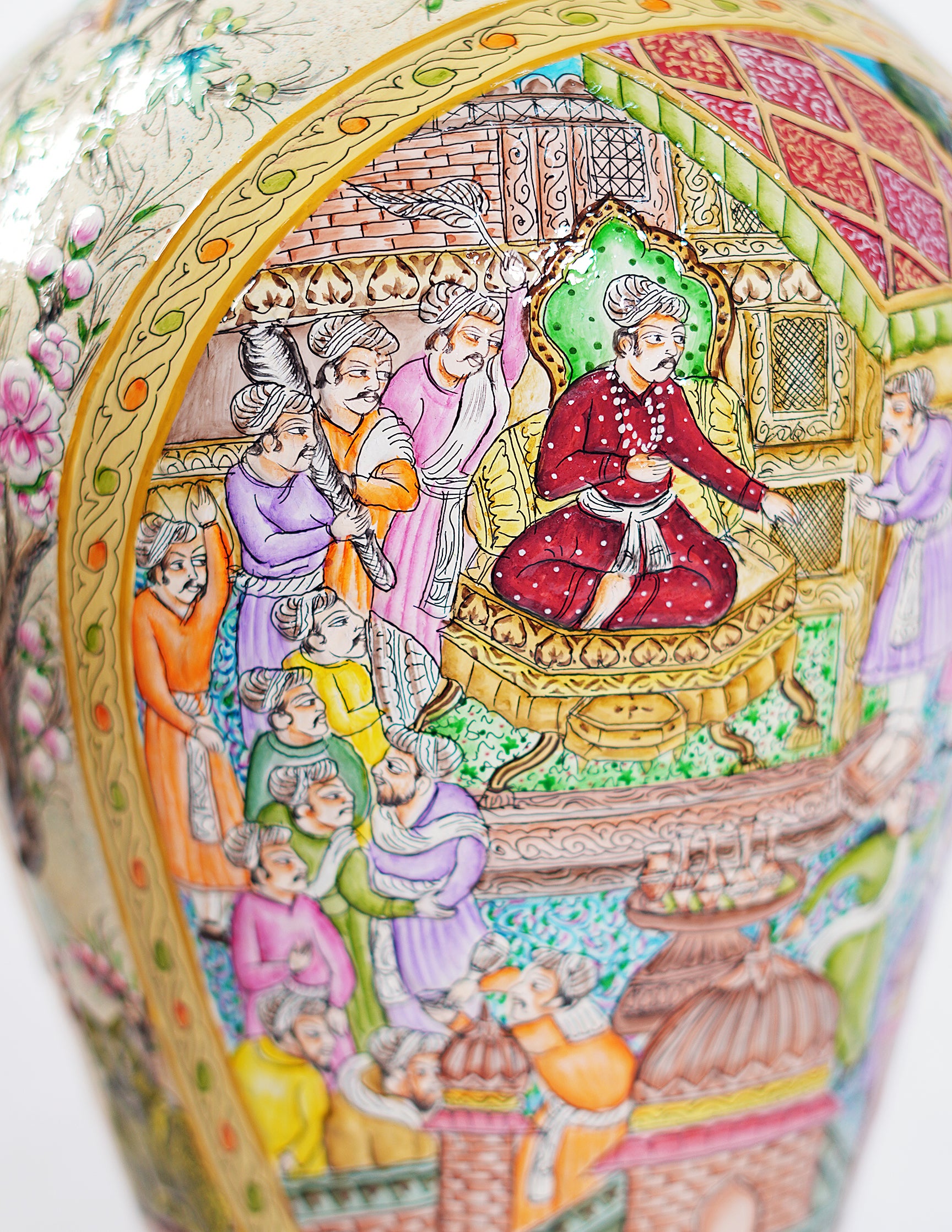Handmade Kashmir Papier-Mâché Flower Vase — Hand-Painted Design | Ø 17 cm × 51 cm (H)