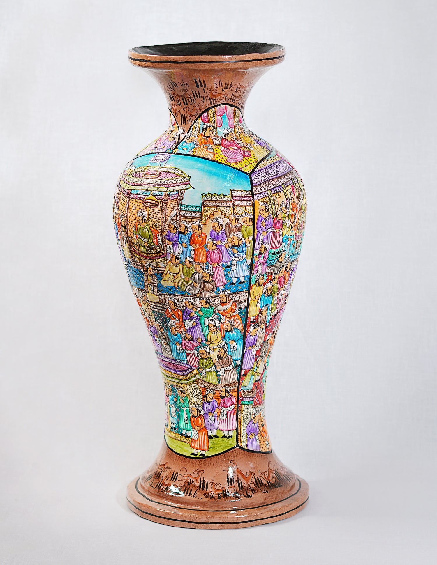 Handmade Kashmir Papier-Mâché Flower Vase — Hand-Painted Design | Ø 17 cm × 51 cm (H)