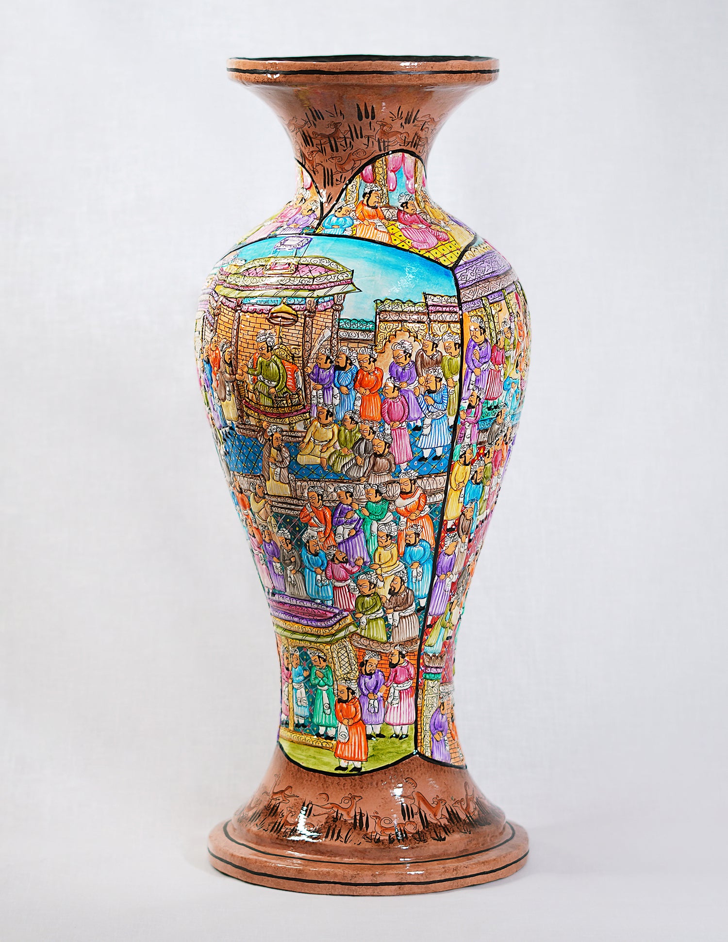 Handmade Kashmir Papier-Mâché Flower Vase — Hand-Painted Design | Ø 17 cm × 51 cm (H)