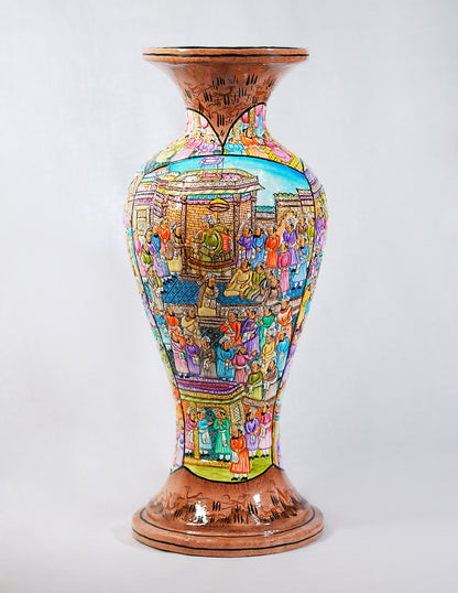 Handmade Kashmir Papier-Mâché Flower Vase — Hand-Painted Design | Ø 17 cm × 51 cm (H)