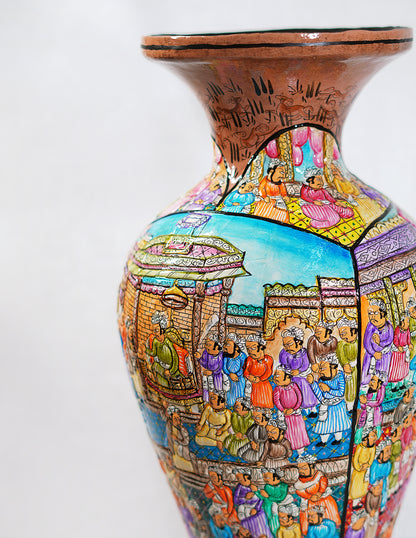 Handmade Kashmir Papier-Mâché Flower Vase — Hand-Painted Design | Ø 17 cm × 51 cm (H)