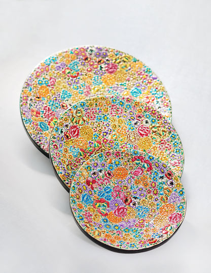 Handmade Kashmir Papier-Mâché Wall Plate — Hand-Painted Design | Ø 31 cm, Ø 25.5 cm &amp; Ø 20.5 cm (set of 3 plates)