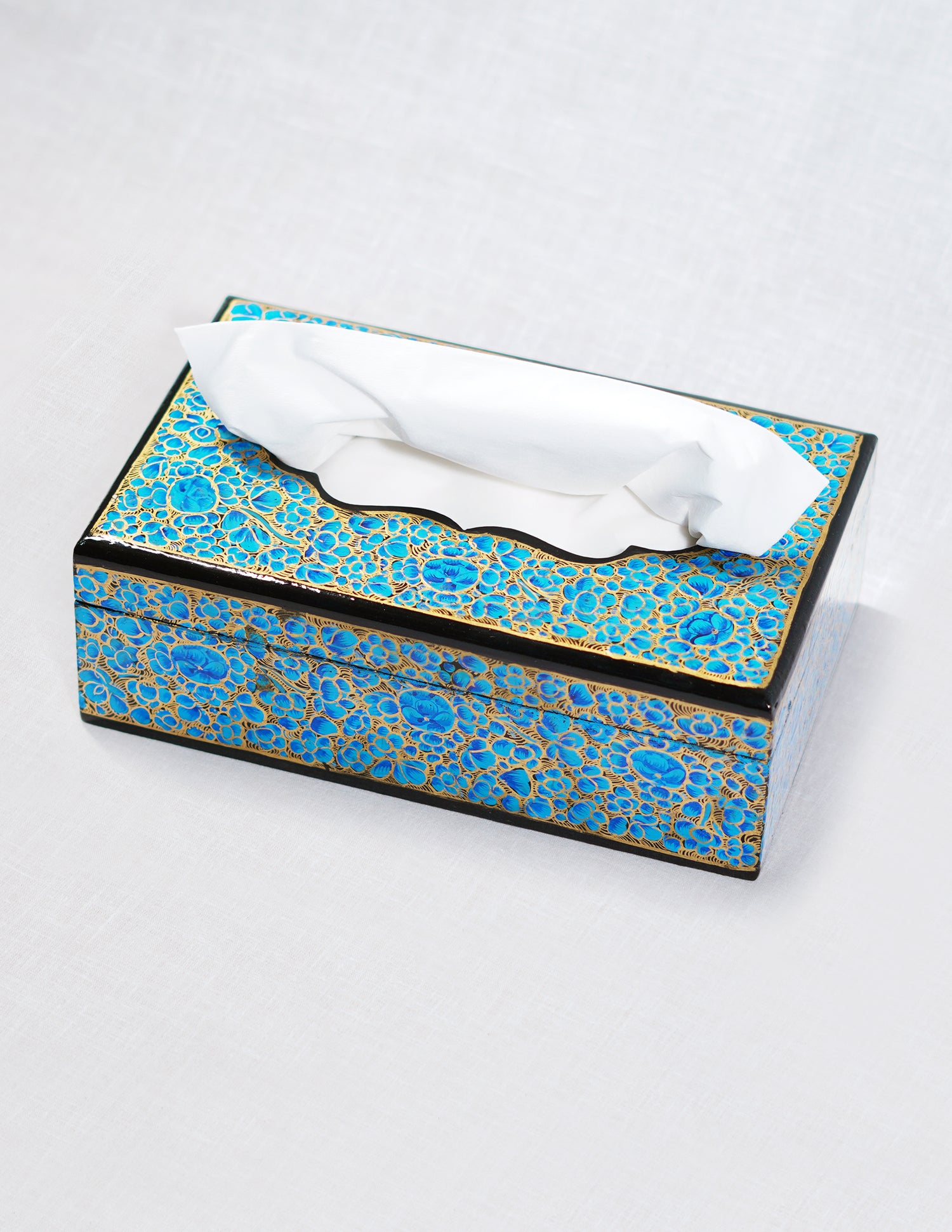 Handmade Kashmir Papier-Mâché Tissue Box — Hand-Painted Design | 12.5 cm (L) × 20 cm (B) × 7 cm (H)
