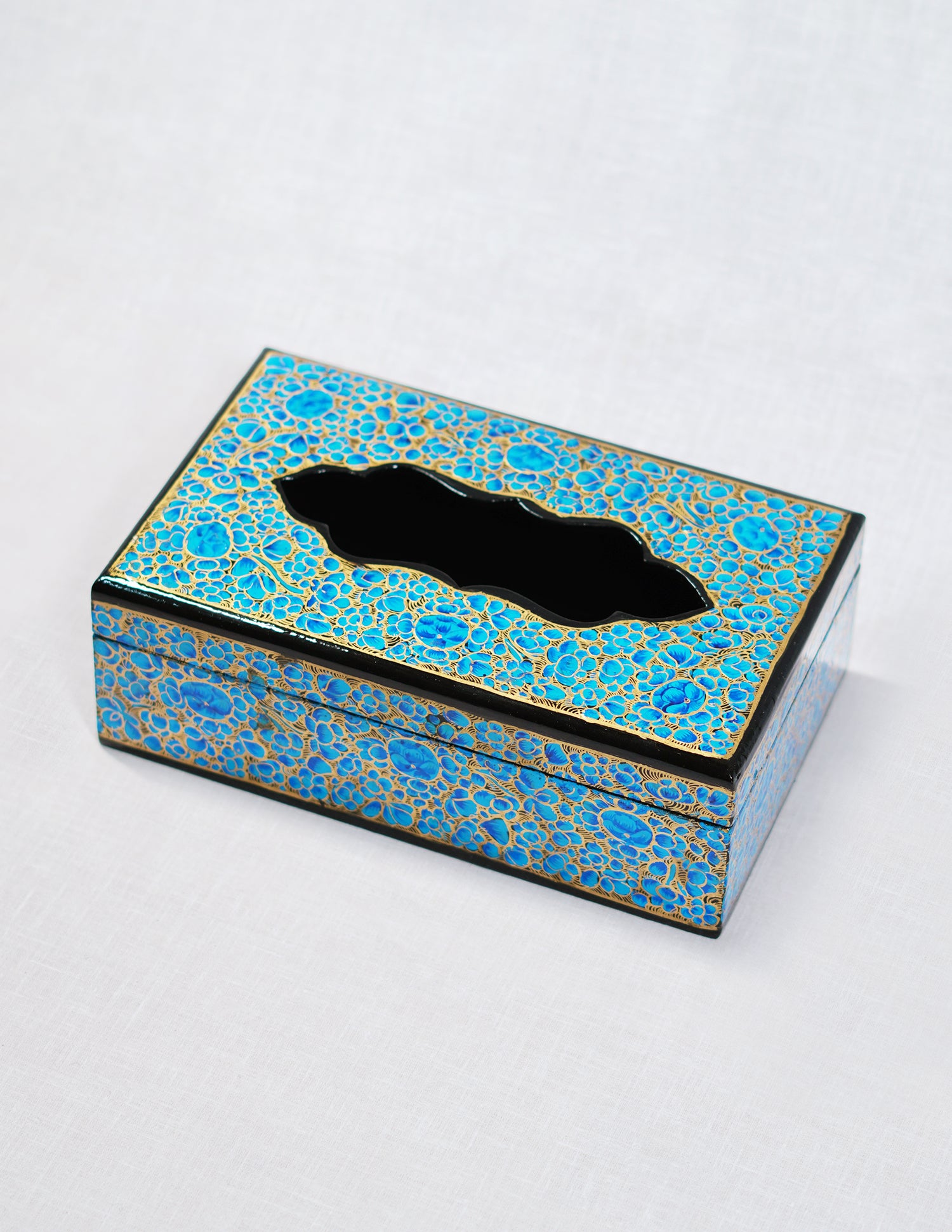 Handmade Kashmir Papier-Mâché Tissue Box — Hand-Painted Design | 12.5 cm (L) × 20 cm (B) × 7 cm (H)