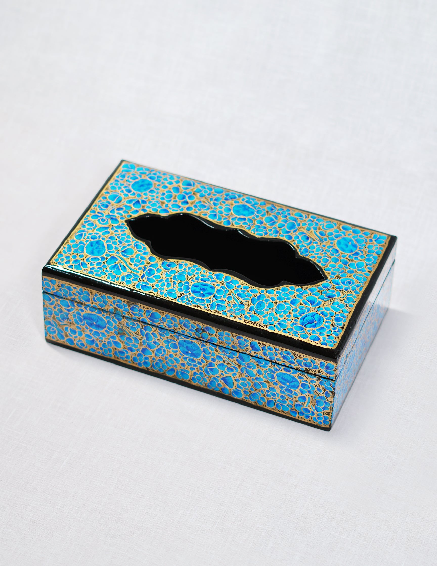 Handmade Kashmir Papier-Mâché Tissue Box — Hand-Painted Design | 12.5 cm (L) × 20 cm (B) × 7 cm (H)