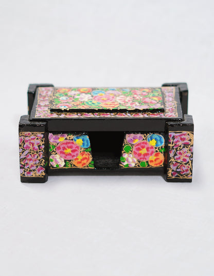 Handmade Kashmir Papier-Mâché Card Box — Hand-Painted Design | 8 cm (L) × 11.5 cm (B) × 4.25 cm (H)