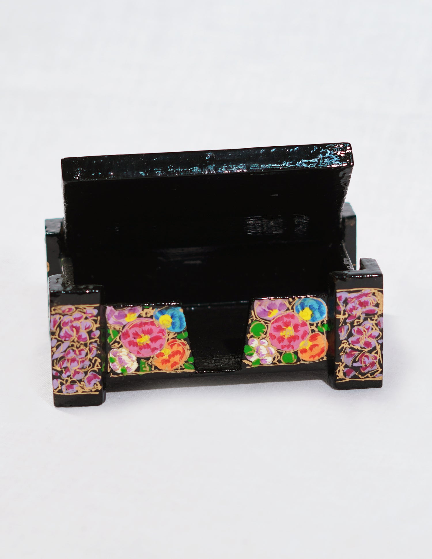 Handmade Kashmir Papier-Mâché Card Box — Hand-Painted Design | 8 cm (L) × 11.5 cm (B) × 4.25 cm (H)