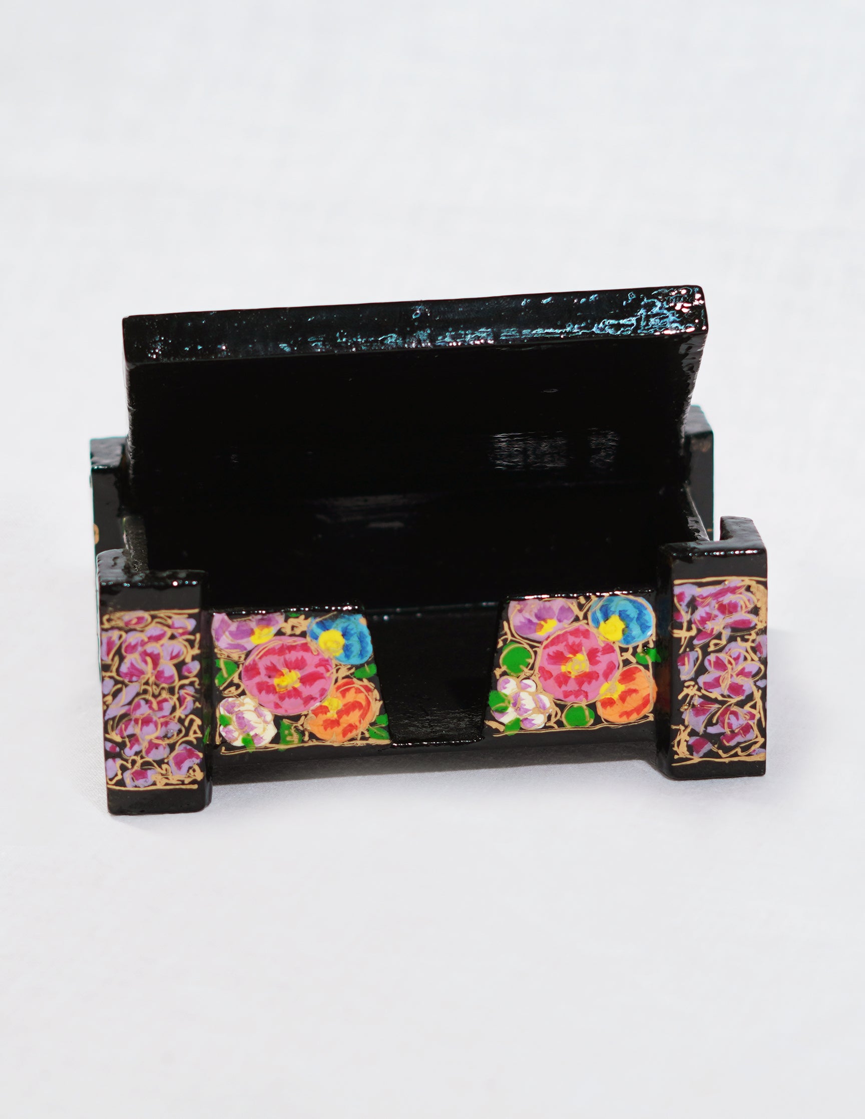 Handmade Kashmir Papier-Mâché Card Box — Hand-Painted Design | 8 cm (L) × 11.5 cm (B) × 4.25 cm (H)