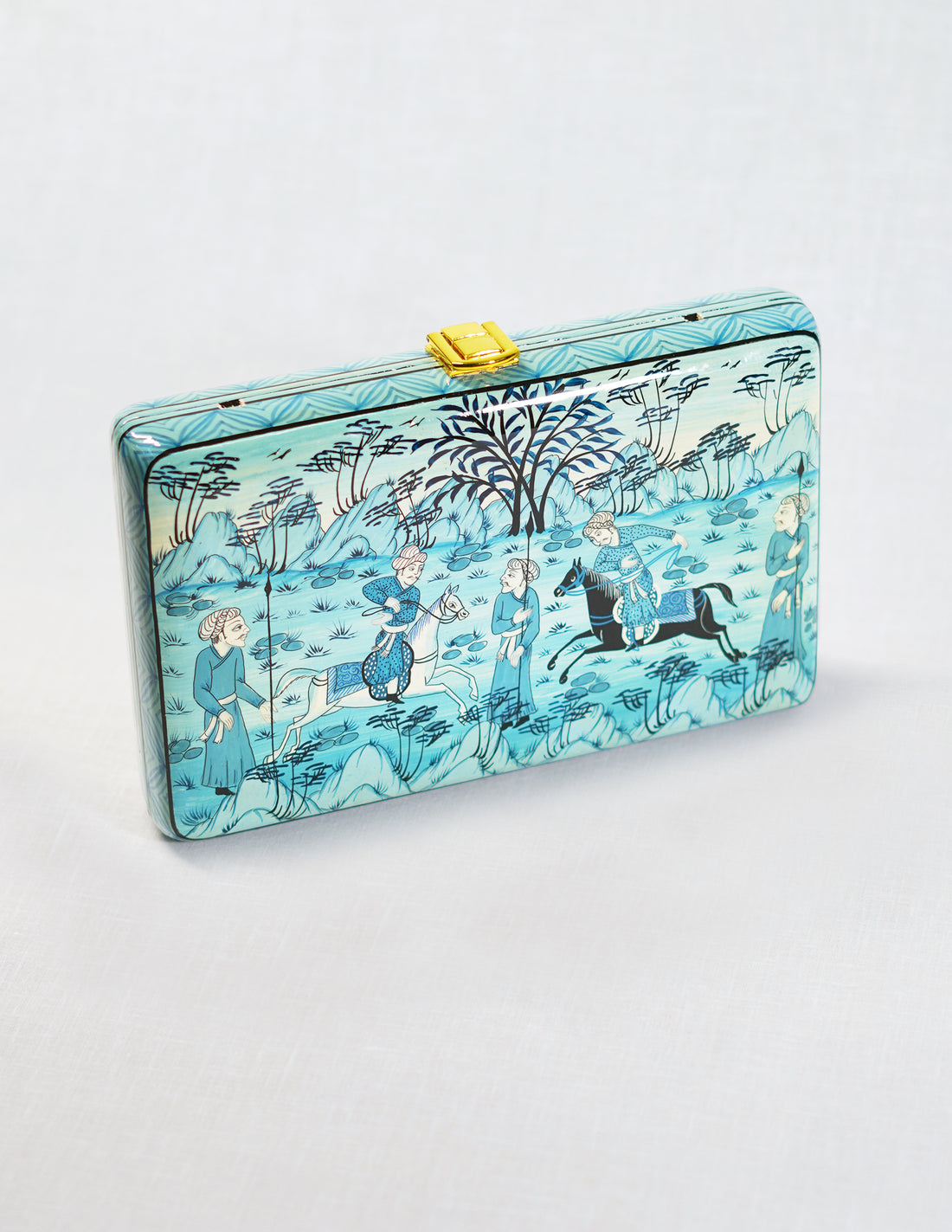 Papier-Mâché Rectangular Clutch — Hand-Painted Design | 12.5 cm (L) × 20 cm (B) × 3.5 cm (H)