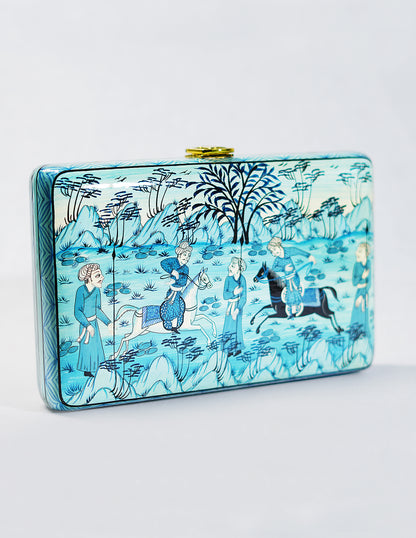 Handmade Kashmir Papier-Mâché Rectangular Clutch — Hand-Painted Design | 12.5 cm (L) × 20 cm (B) × 3.5 cm (H)