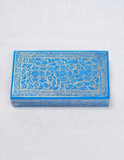Handmade Kashmir Papier-Mâché Flat Box — Hand-Painted Design | 10 cm (L) × 17.5 cm (B) × 3.5 cm (H)