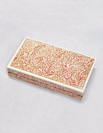 Handmade Kashmir Papier-Mâché Flat Box — Hand-Painted Design | 10 cm (L) × 17.5 cm (B) × 3.5 cm (H)