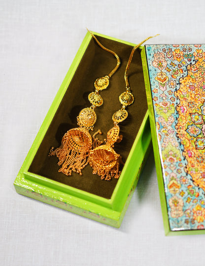 Handmade Kashmir Papier-Mâché Flat Box — Hand-Painted Design | 10 cm (L) × 17.5 cm (B) × 3.5 cm (H)