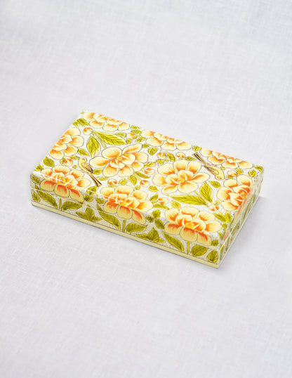 Handmade Kashmir Papier-Mâché Flat Box — Hand-Painted Design | 10 cm (L) × 17.5 cm (B) × 3.5 cm (H)