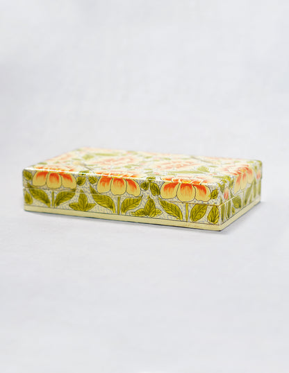 Handmade Kashmir Papier-Mâché Flat Box — Hand-Painted Design | 10 cm (L) × 17.5 cm (B) × 3.5 cm (H)