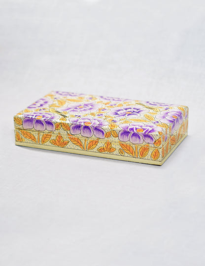 Handmade Kashmir Papier-Mâché Flat Box — Hand-Painted Design | 10 cm (L) × 17.5 cm (B) × 3.5 cm (H)