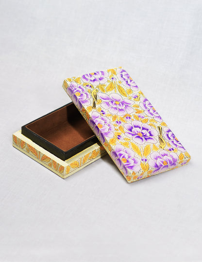 Handmade Kashmir Papier-Mâché Flat Box — Hand-Painted Design | 10 cm (L) × 17.5 cm (B) × 3.5 cm (H)