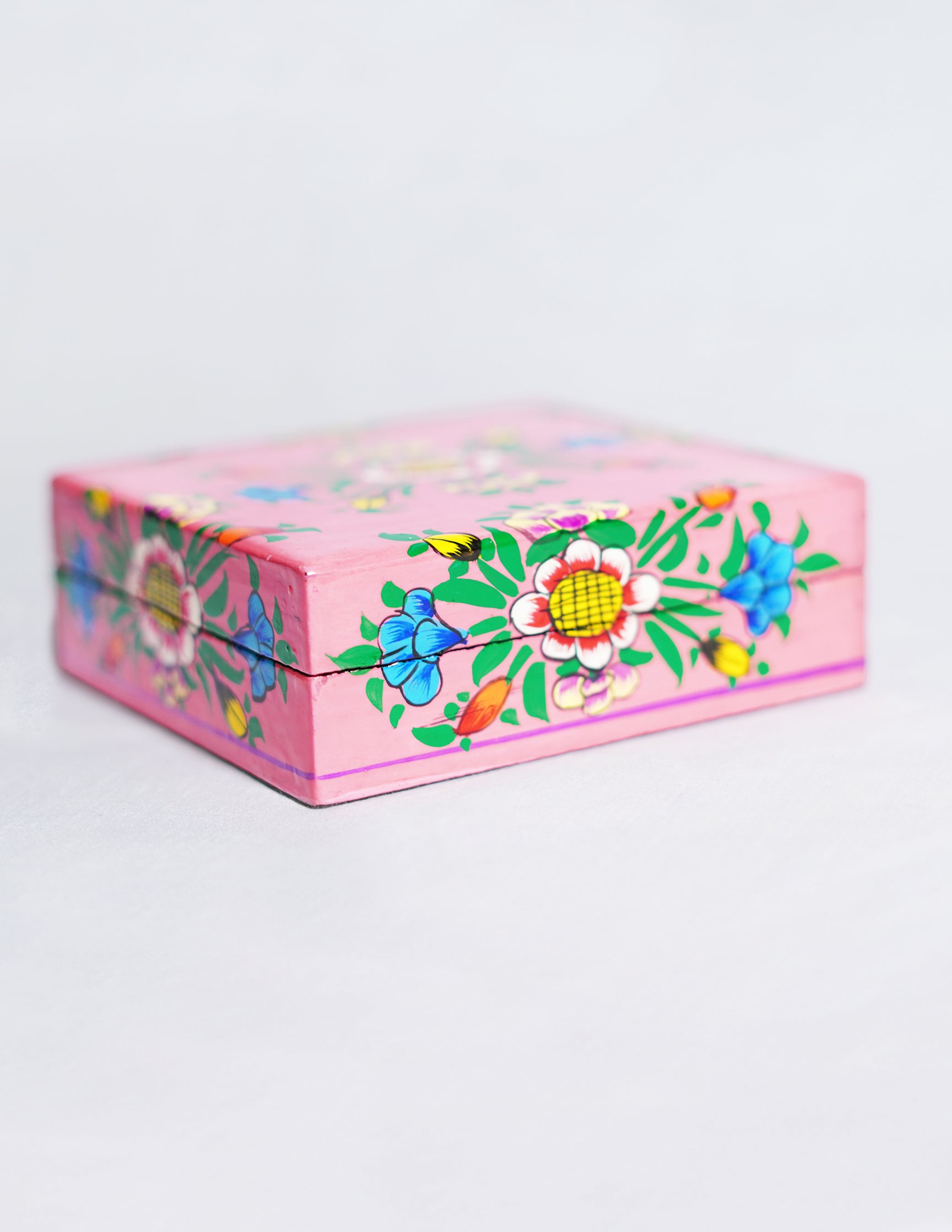 Handmade Kashmir Papier-Mâché Coaster Set — Hand-Painted Design | 11 cm (L) × 11 cm (B) × 3.5 cm (H)