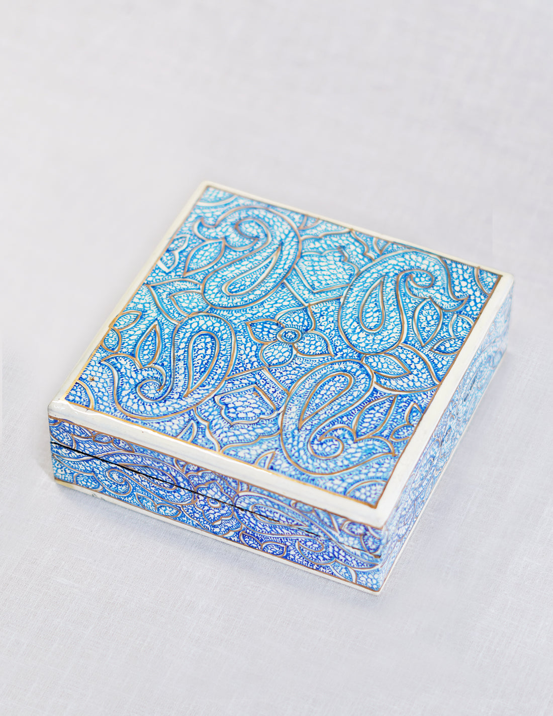 Papier-Mâché Coaster Set — Hand-Painted Design | 11 cm (L) × 11 cm (B) × 3.5 cm (H)