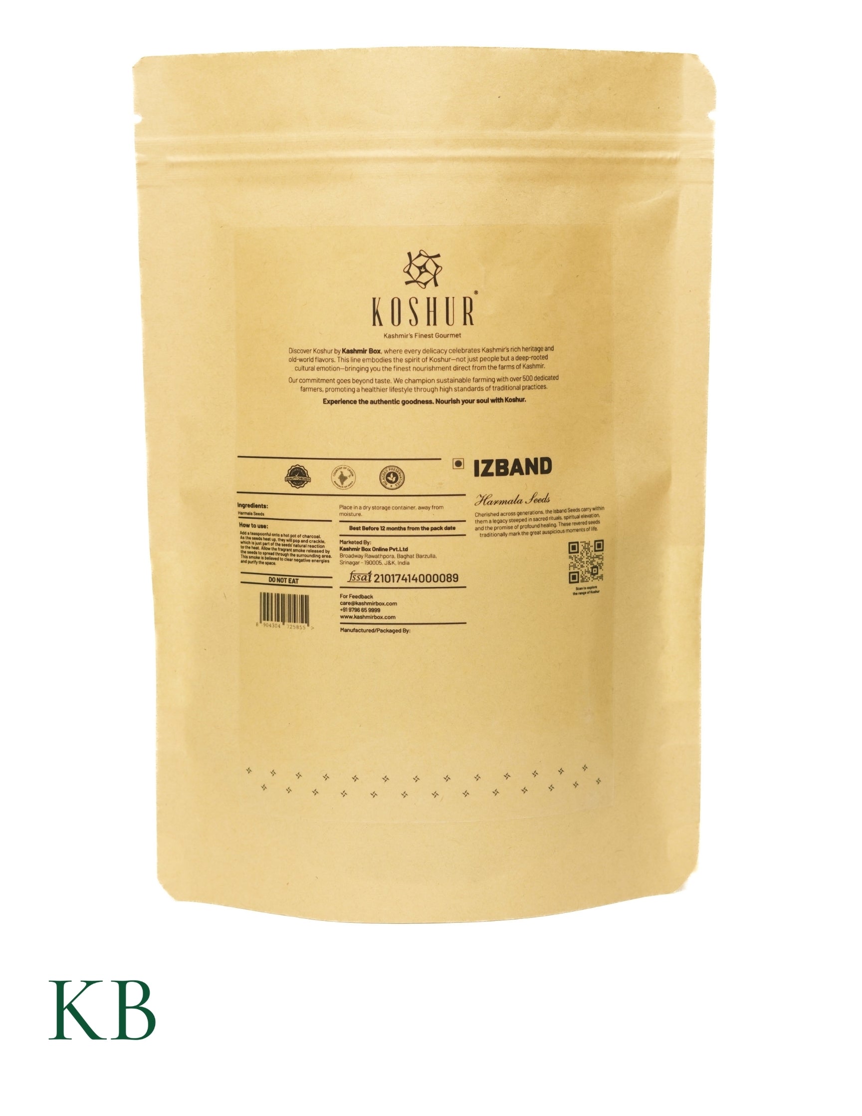 Koshur - Izband | Harmala Seeds | Room Freshener | Fragrant Smoke | Soothing Smell - Kashmir Box