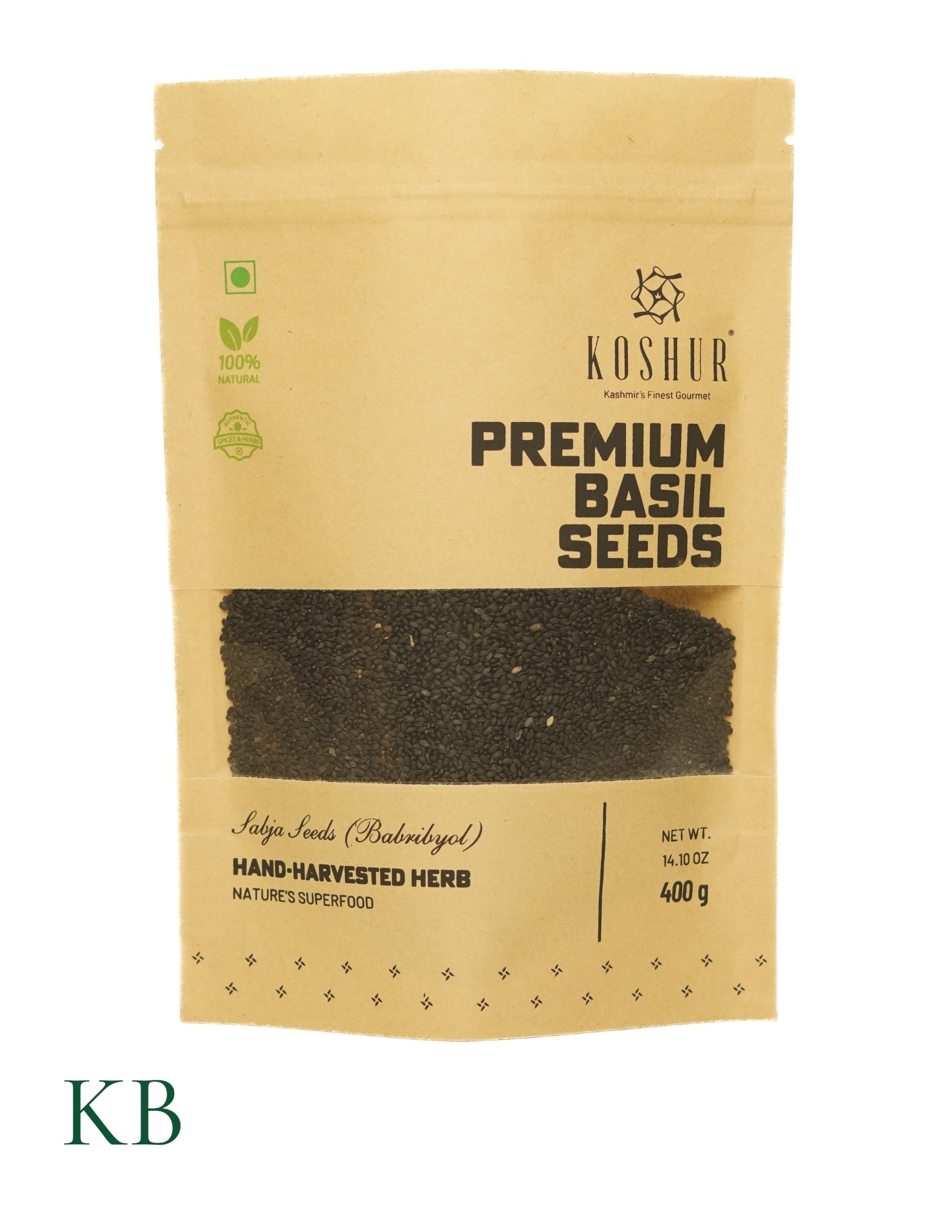 Koshur - Premium Basil Seeds| Sabja | Babri byol | Tukmaria Seeds | Superfood Coolant  | Rich Dietary Fibre and Omega 3 | Best for Weight Management - Kashmir Box