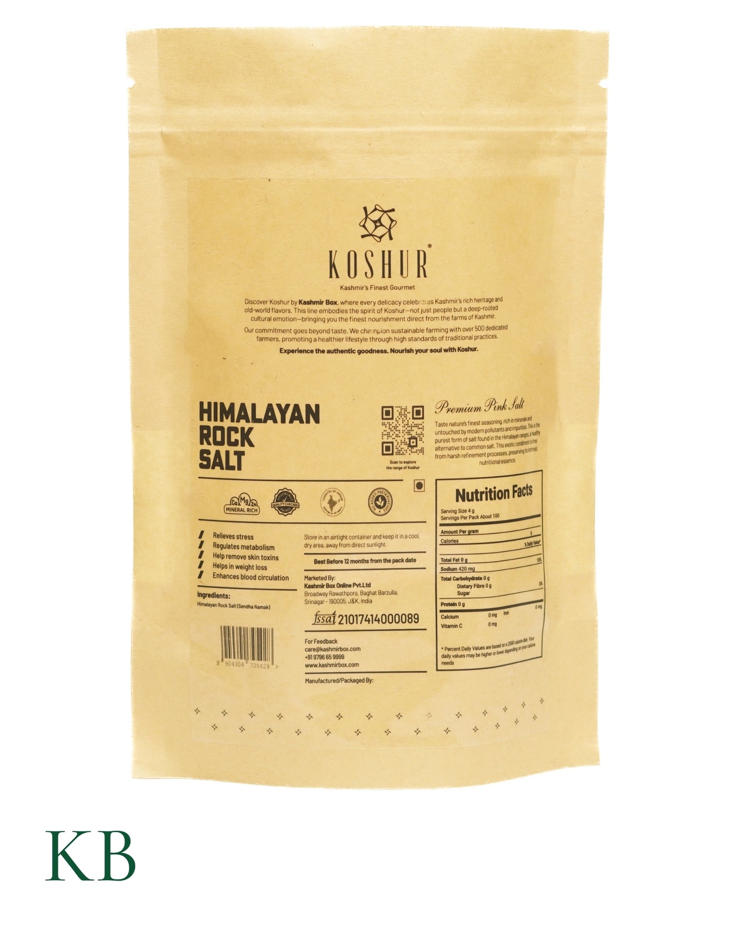 Koshur - Himalayan Rock Salt|Premium Pink Salt | Best Sendha Namak | Mineral Rich | All Purpose Cooking Salt | Gourmet From Himalayas | Unprocessed | Contains Iodine | Mineral Rich - Kashmir Box