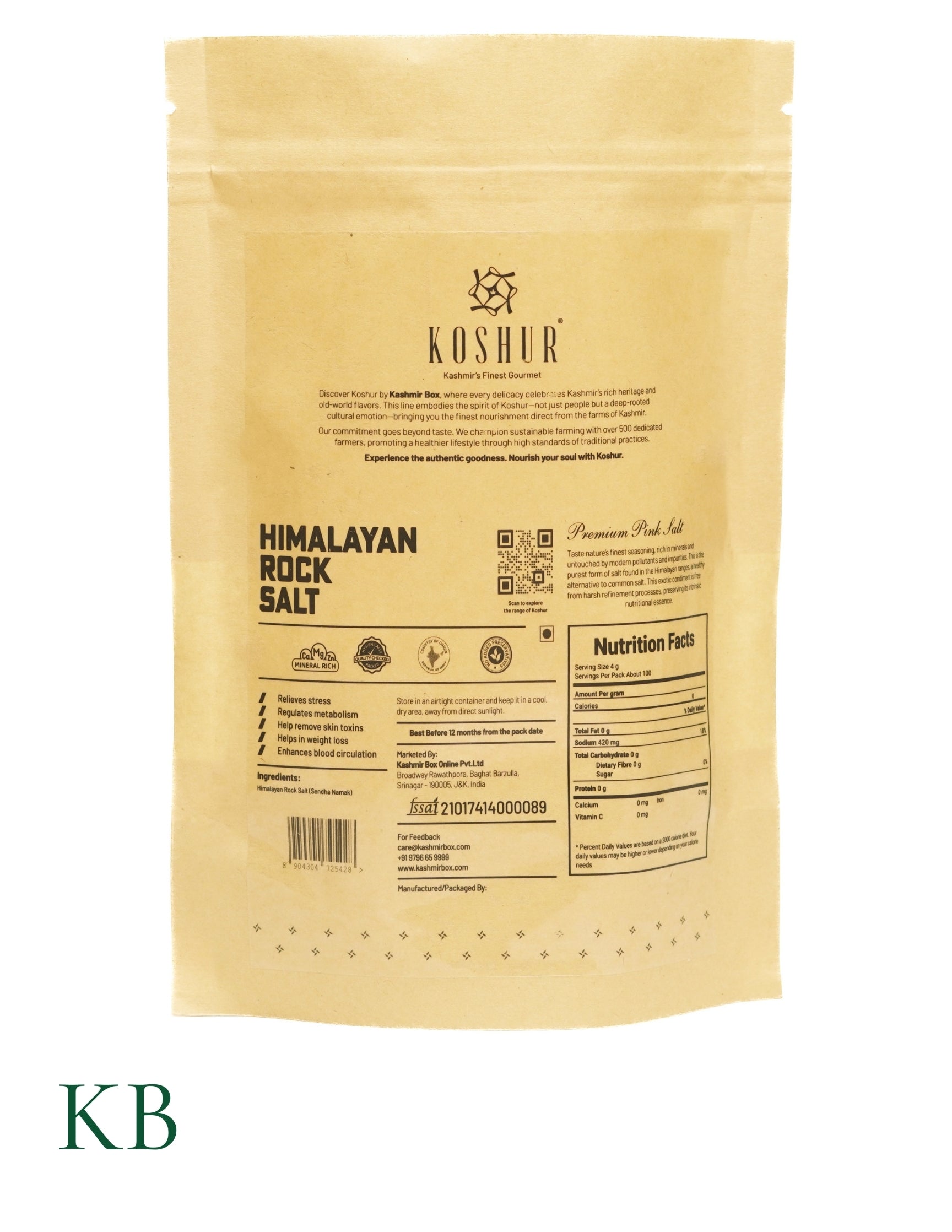 Koshur - Himalayan Rock Salt|Premium Pink Salt | Best Sendha Namak | Mineral Rich | All Purpose Cooking Salt | Gourmet From Himalayas | Unprocessed | Contains Iodine | Mineral Rich - Kashmir Box