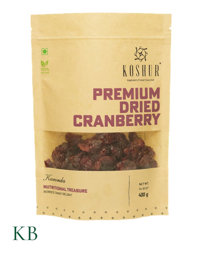 Koshur -  Premium Dried Cranberry | Karonda | Dried Red Berries | Sun Dehydrated Fresh Cranberry | Nuts and Dry Fruits | Rich in Vitamin C and Fibre - Kashmir Box