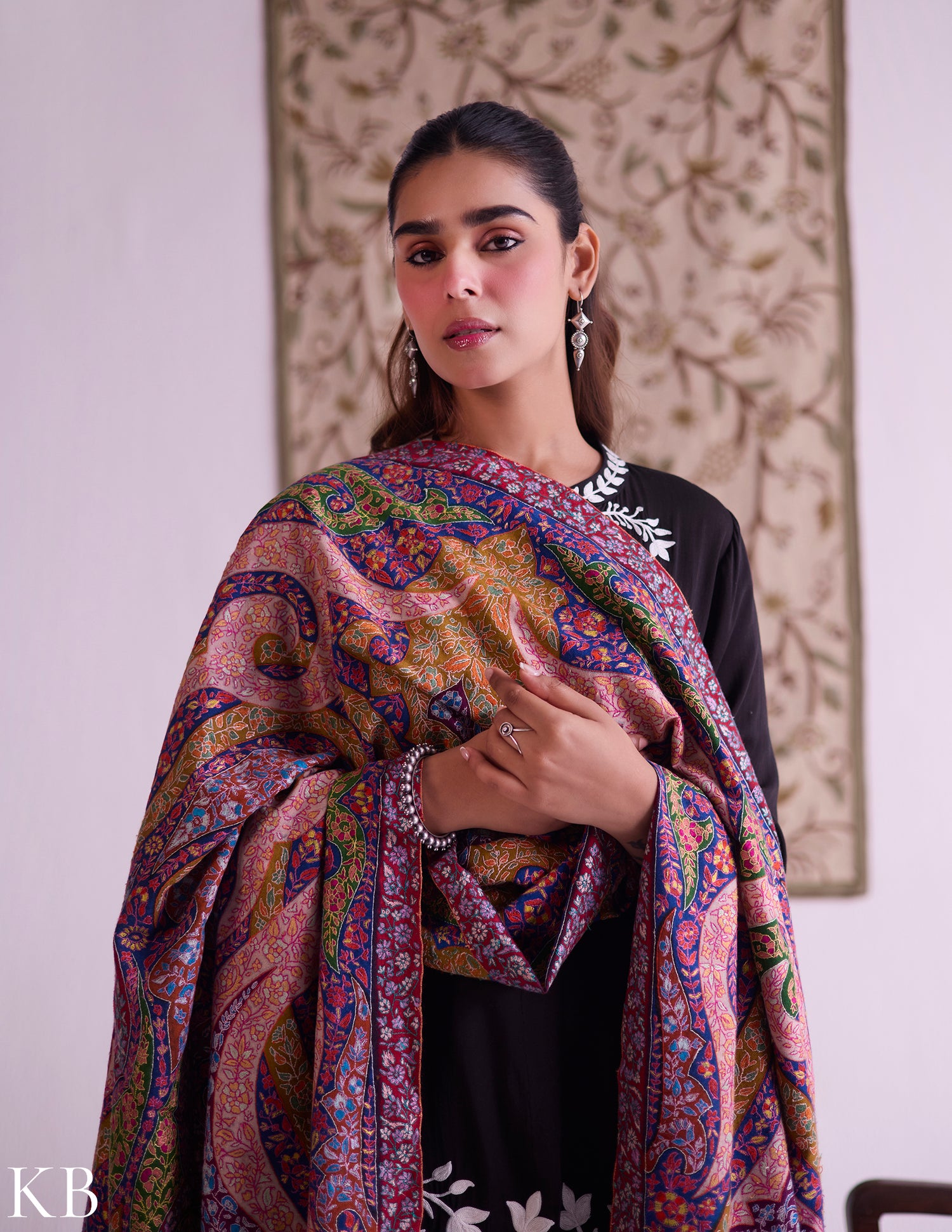 Kashmiri Handwoven Pashmina Jamawar Sozni Shawl – Multicoloured Paisley | Handwoven Heritage - Kashmir Box