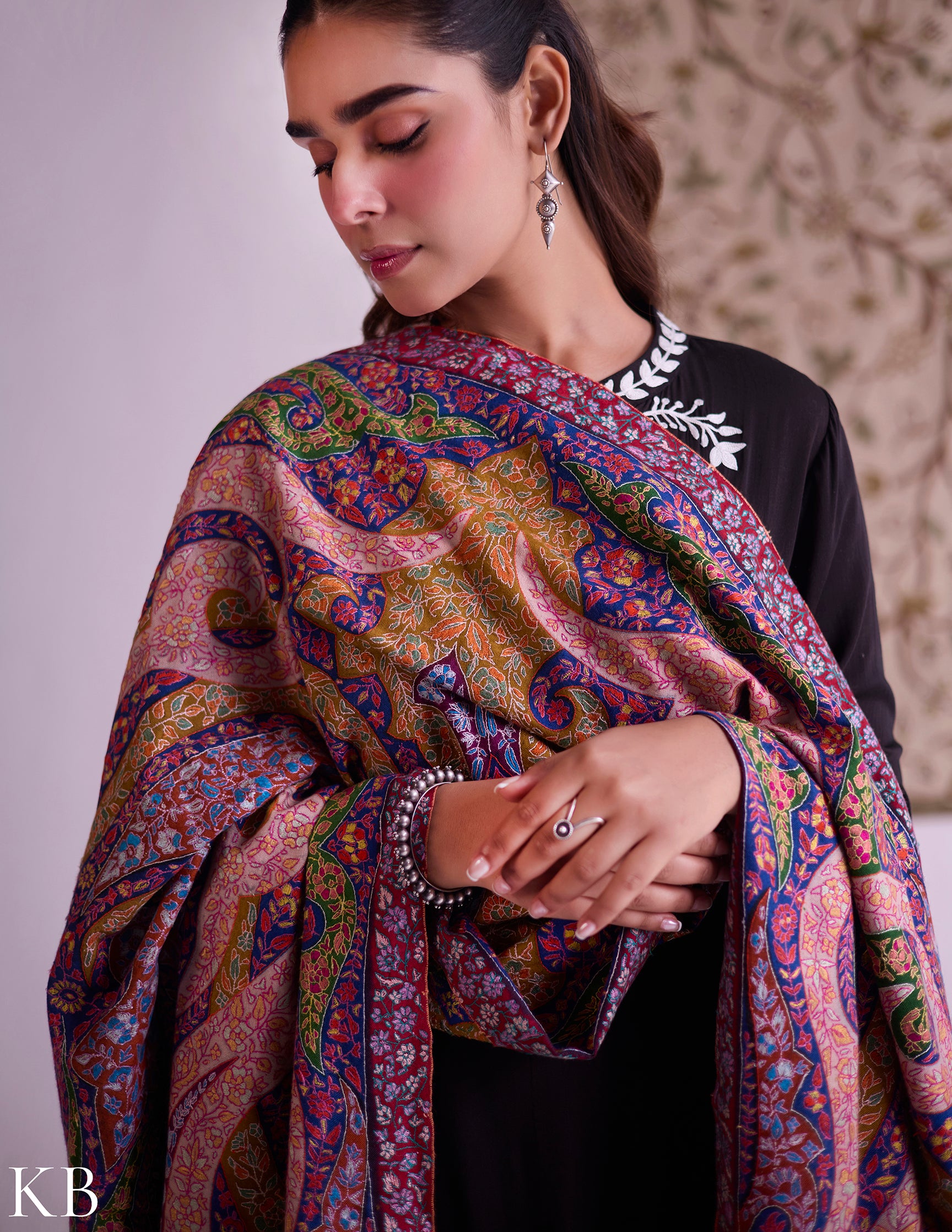 Kashmiri Handwoven Pashmina Jamawar Sozni Shawl – Multicoloured Paisley | Handwoven Heritage - Kashmir Box