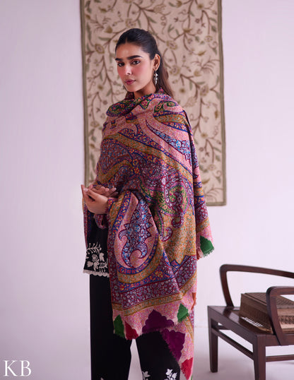 Kashmiri Handwoven Pashmina Jamawar Sozni Shawl – Multicoloured Paisley | Handwoven Heritage - Kashmir Box