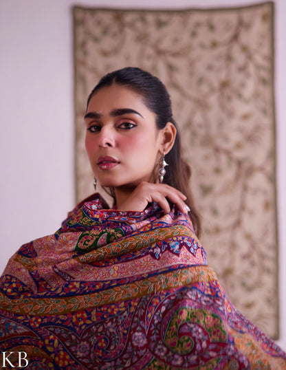 Kashmiri Handwoven Pashmina Jamawar Sozni Shawl – Multicoloured Paisley | Handwoven Heritage - Kashmir Box