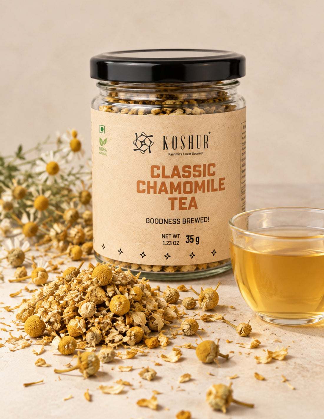 Classic Chamomile Tea | Babuna Chai | Chamomile Flower Tea | Caffeine Free Tea | Best Tea for Sleep | Herbal Tea (35 g)