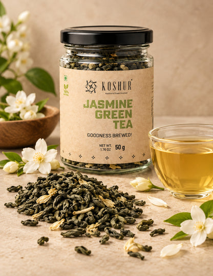 Jasmine Green Tea | Mogra Chai | Best Herbal Tea | Green Tea Leaves | Pure Flower Tea | 100% Natural Jasmine Buds | Calming Tea | Natural Calmer  (50 g)