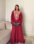 Burgundy Schiffli & Aari Embroidered Cambric Cotton Gown - Kashmir Box